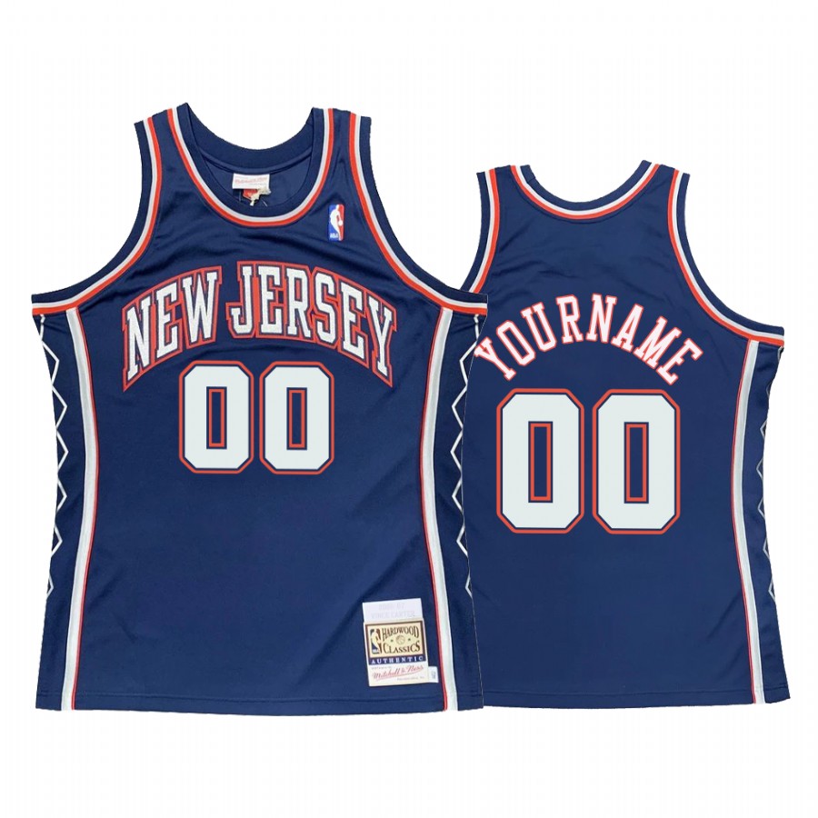 Custom #00 Brooklyn Nets Blue Hardwood Classics Jersey