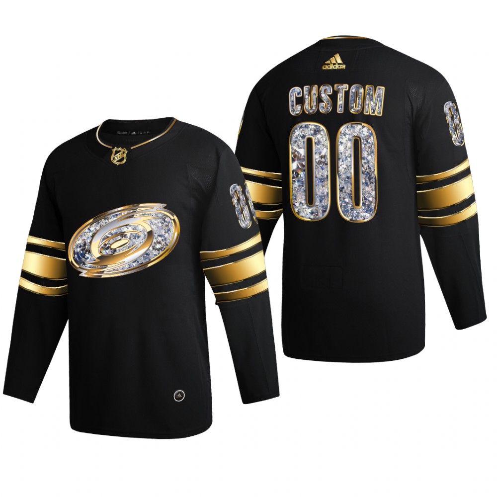 Custom #00 Carolina Hurricanes 2022 Stanley Cup Playoffs Black Diamond Edition Jersey