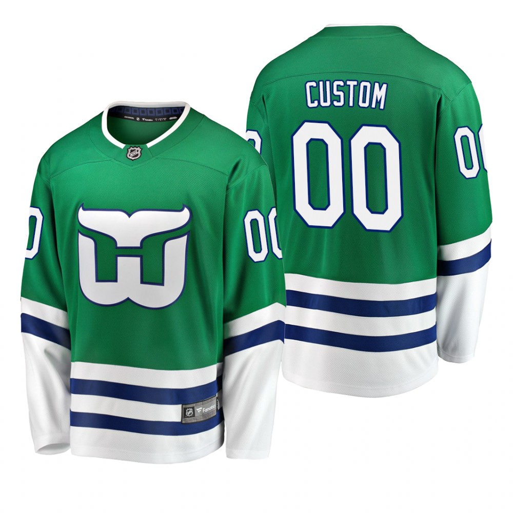 Custom #00 Carolina Hurricanes Breakaway Whalers Night Green Discount Jersey