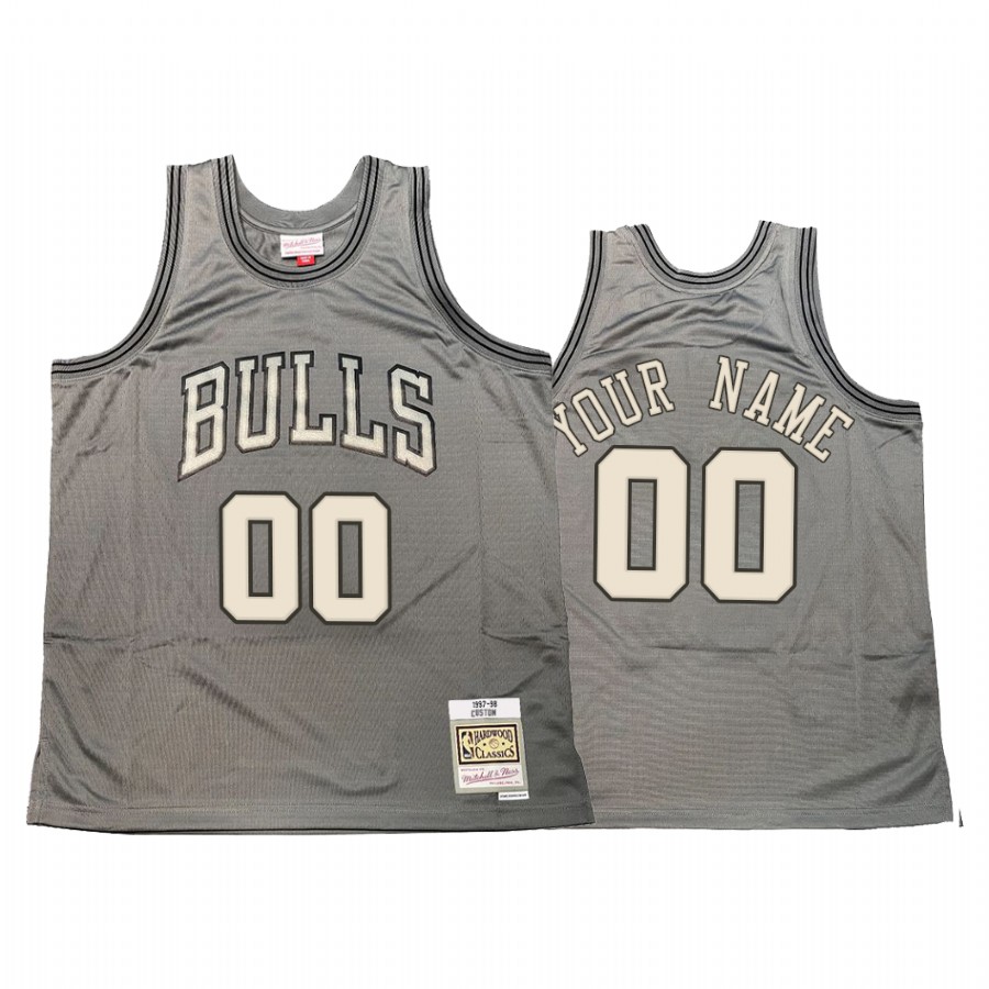 Custom #00 Chicago Bulls Hardwood Classics Jersey Gray