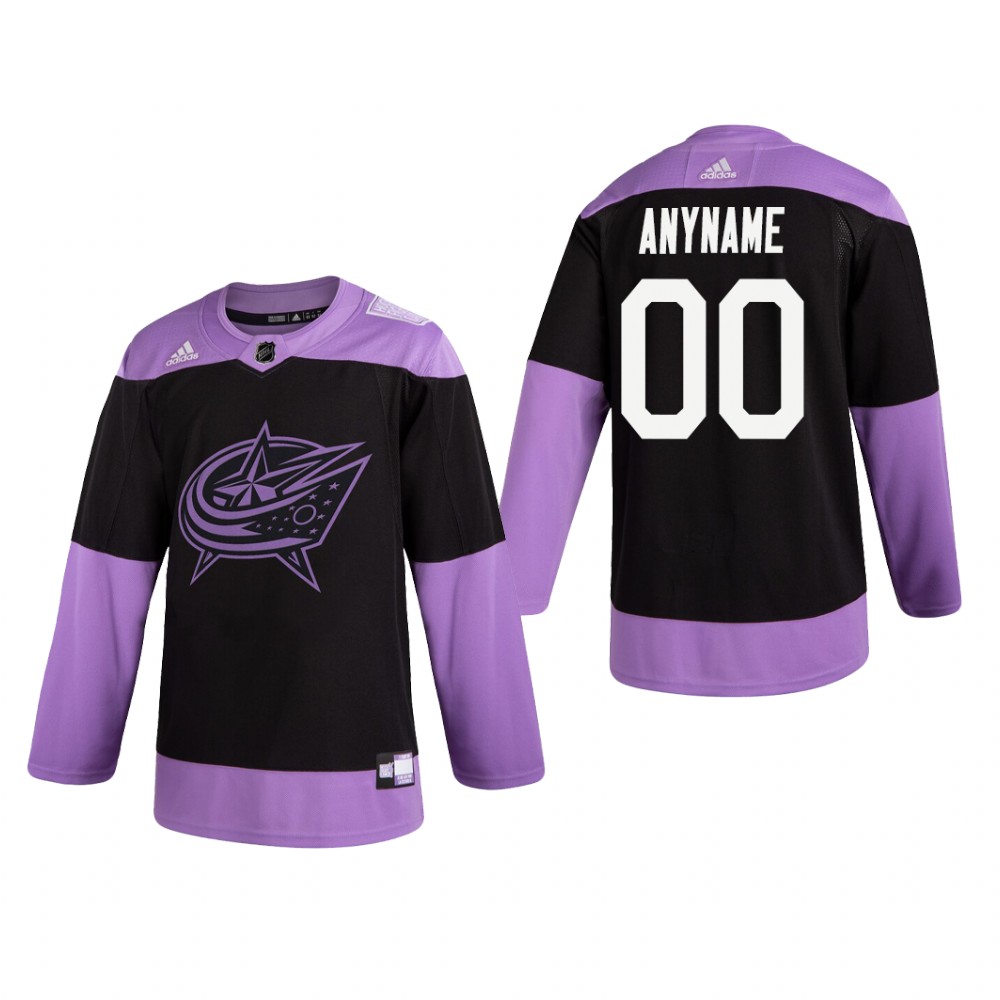 Custom #00 Columbus Blue Jackets 2019 Fights Cancer Black Practice Jersey
