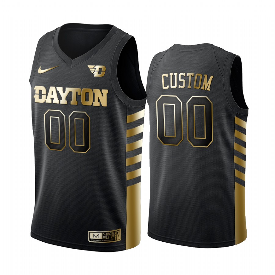 Custom #00 Dayton Flyers Black Golden Edition Jersey