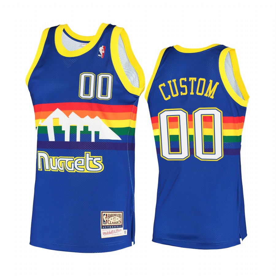 Custom #00 Denver Nuggets Royal Hardwood Classics Jersey