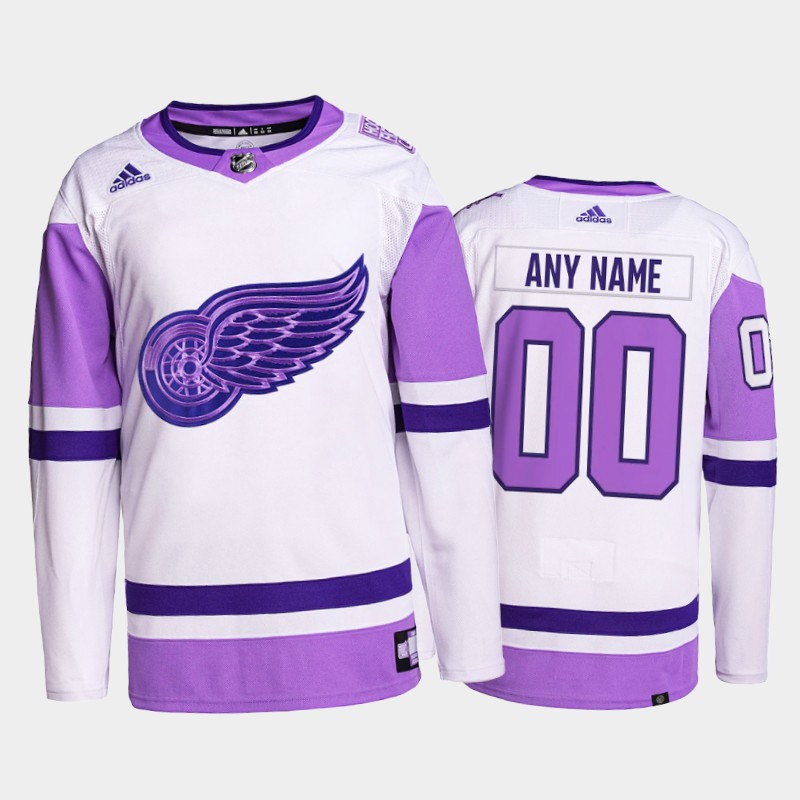 Custom #00 Detroit Red Wings FightsCancer White Purple Primegreen Jersey