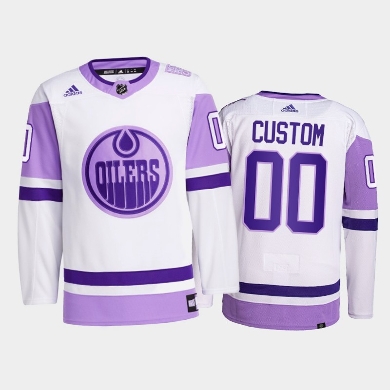Custom #00 Edmonton Oilers 2021 FightsCancer White Primegreen Jersey