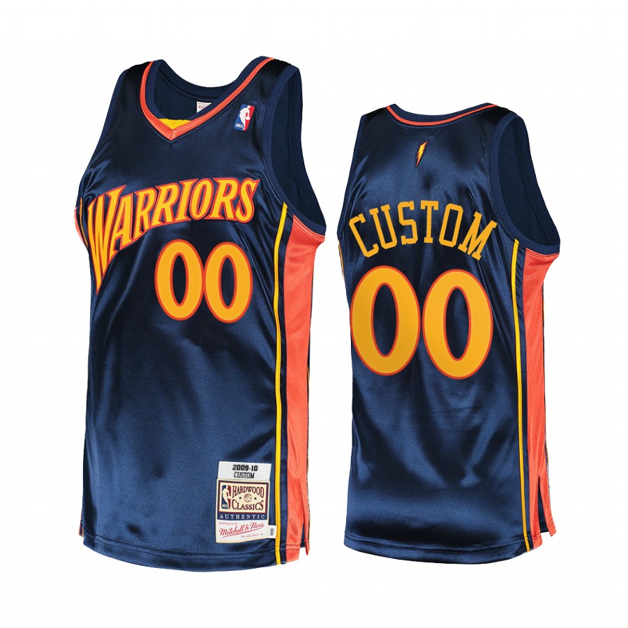Custom #00 Golden State Warriors Navy Hardwood Classics Jersey