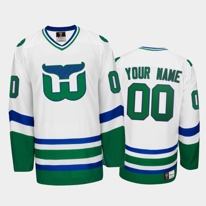 Custom #00 Hartford Whalers Throwback Heritage White Jersey