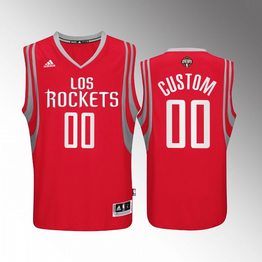 Custom #00 Houston Rockets Noche Latina Red Throwback Jersey