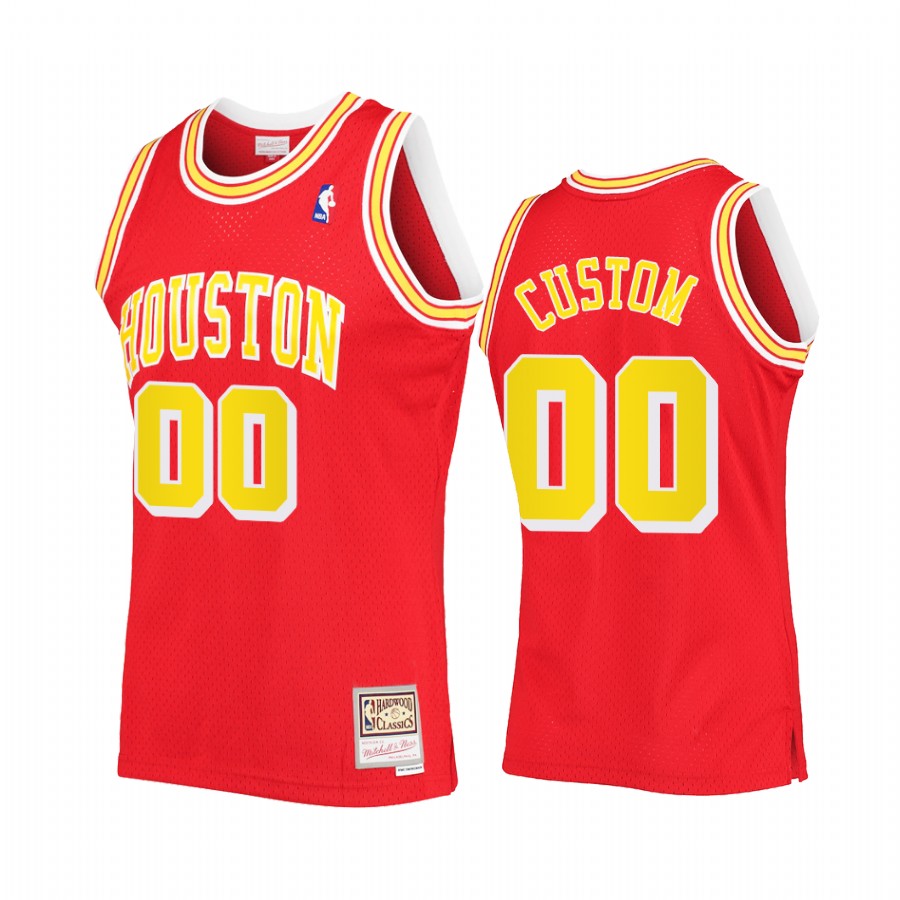 Custom #00 Houston Rockets Red Hardwood Classics Jersey