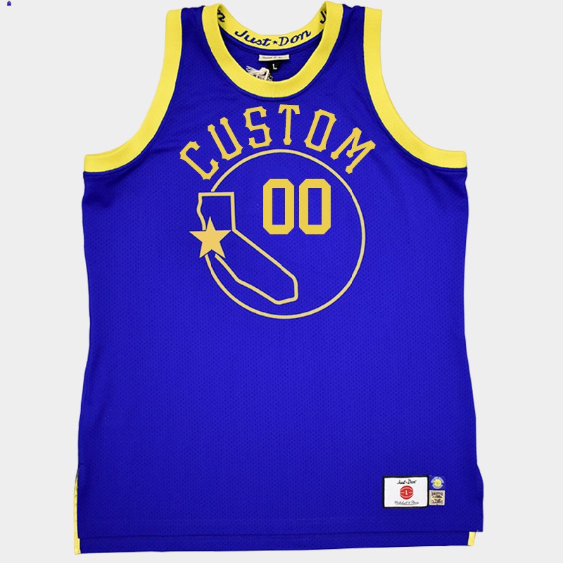 Custom #00 Just Don X Mitchell Ness Golden State Warriors Royal Jersey
