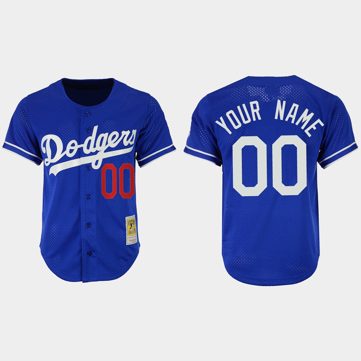 Custom #00 Los Angeles Dodgers Mesh Batting Practice Cooperstown Collection Jersey - Royal