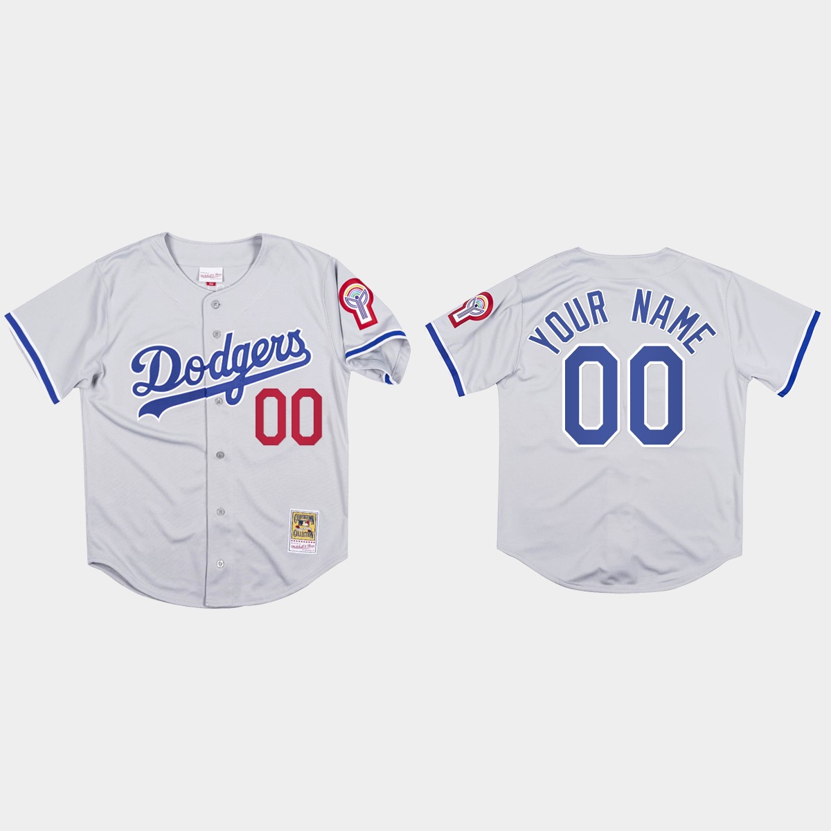 Custom #00 Los Angeles Dodgers Mitchell And Ness 1981 Jersey - Gray