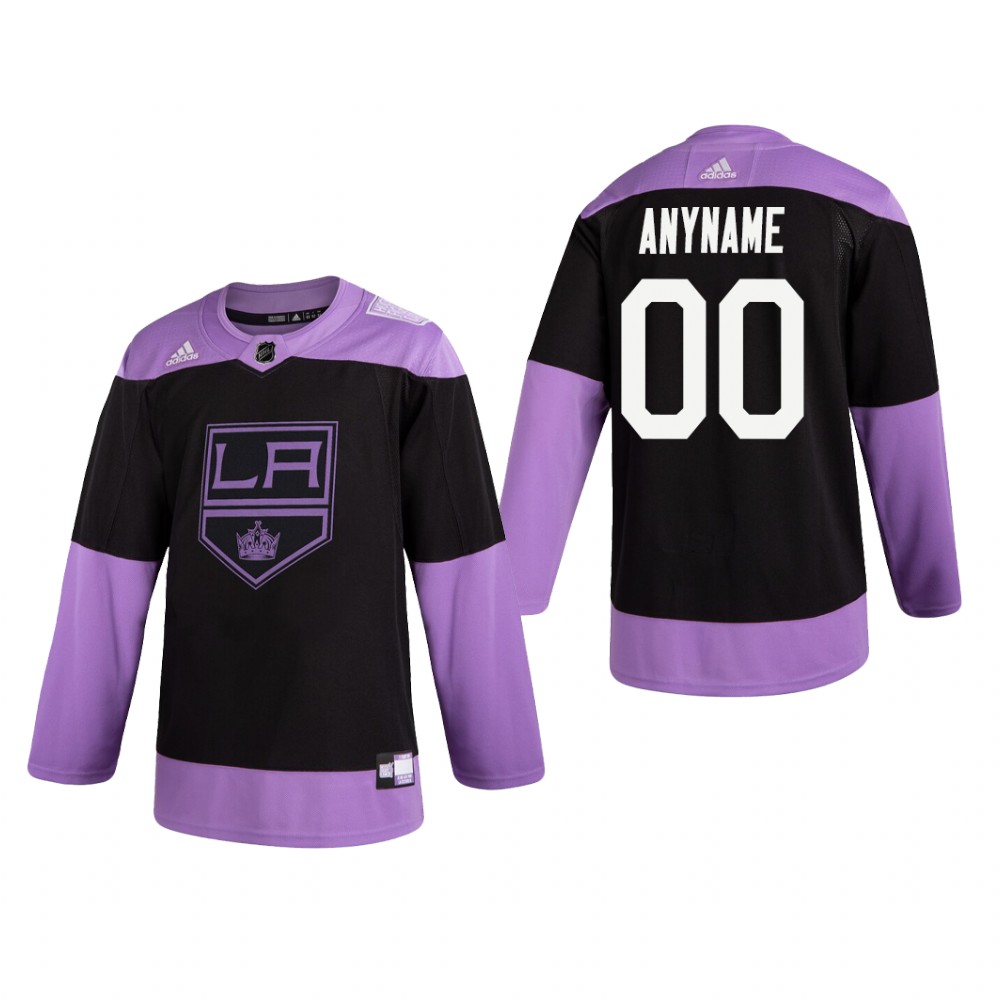Custom #00 Los Angeles Kings 2019  Fights Cancer Black Practice Jersey