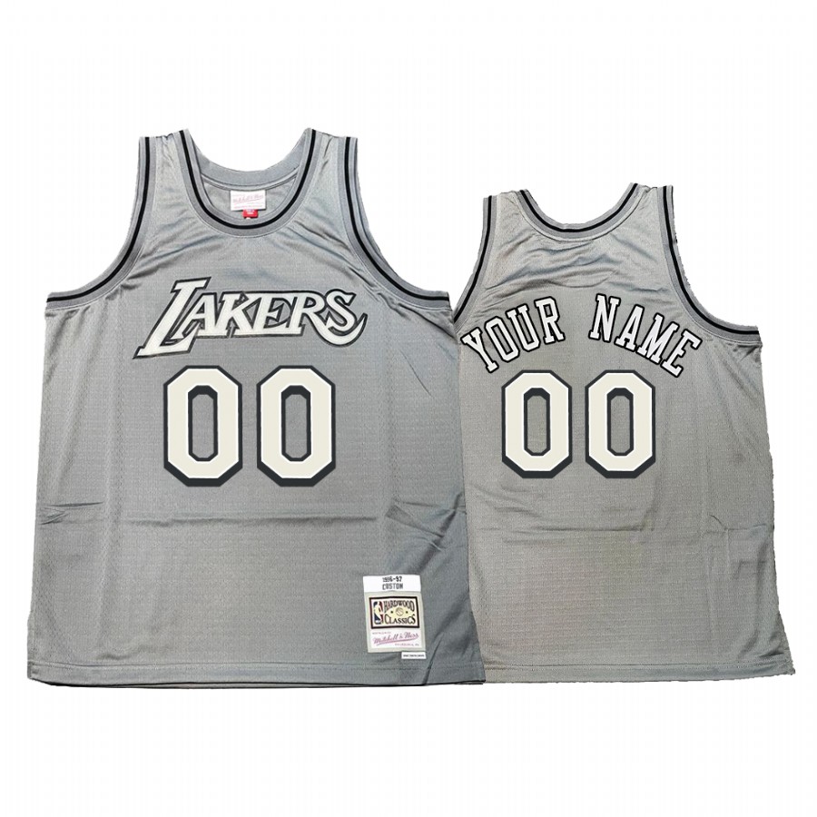 Custom #00 Los Angeles Lakers Hardwood Classics Jersey Gray