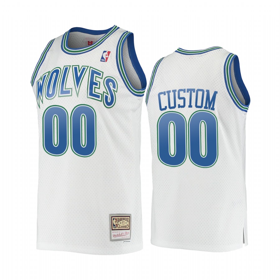 Custom #00 Minnesota Timberwolves Hardwood Classics Jersey White