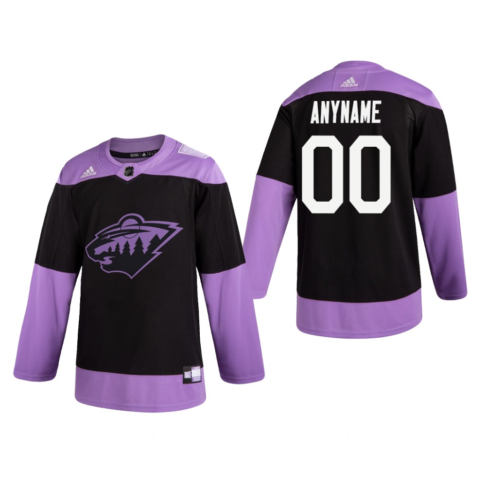 Custom #00 Minnesota Wild 2019  Fights Cancer Black Practice Jersey