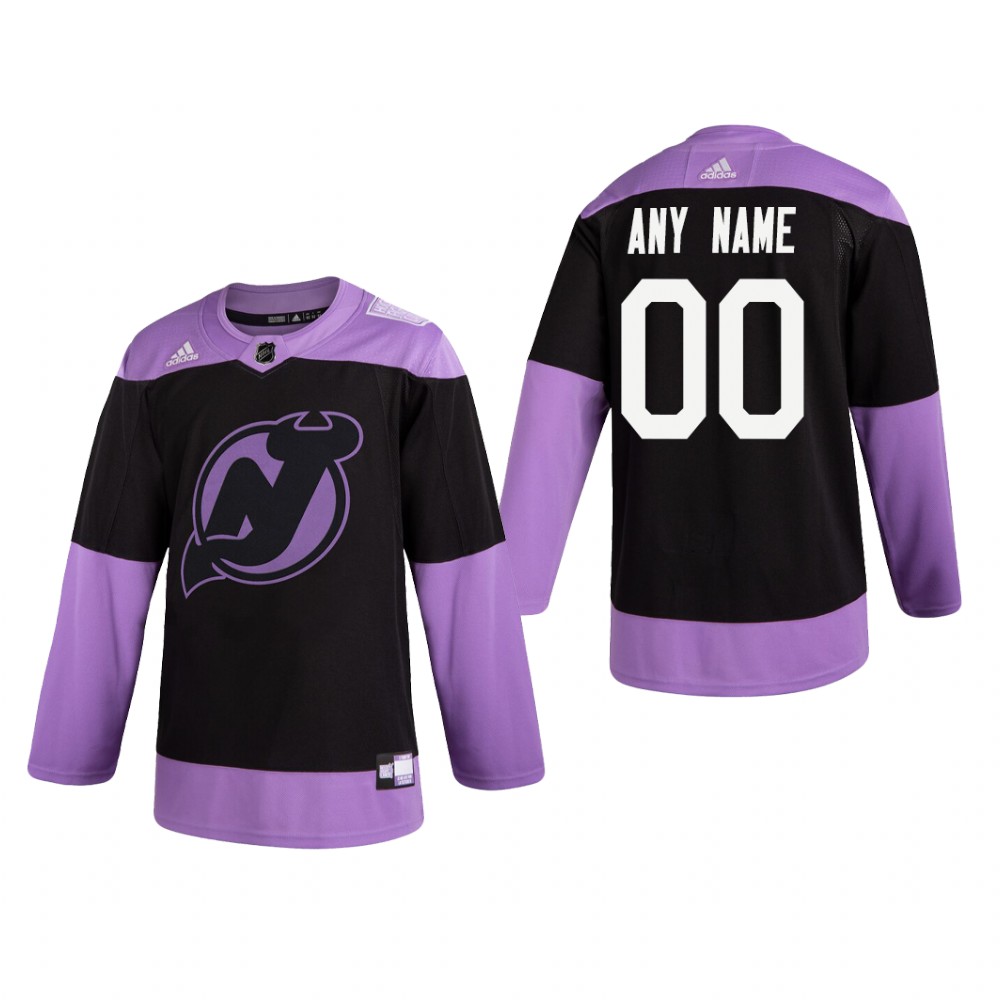 Custom #00 New Jersey Devils 2019  Fights Cancer Black Practice Jersey