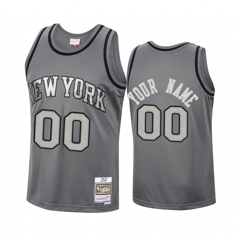 Custom #00 New York Knicks Metal Works Jersey Charcoal