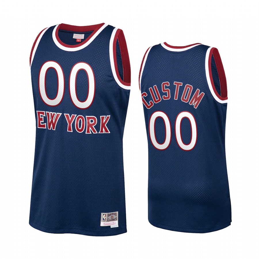Custom #00 New York Knicks Navy Hardwood Classics Jersey