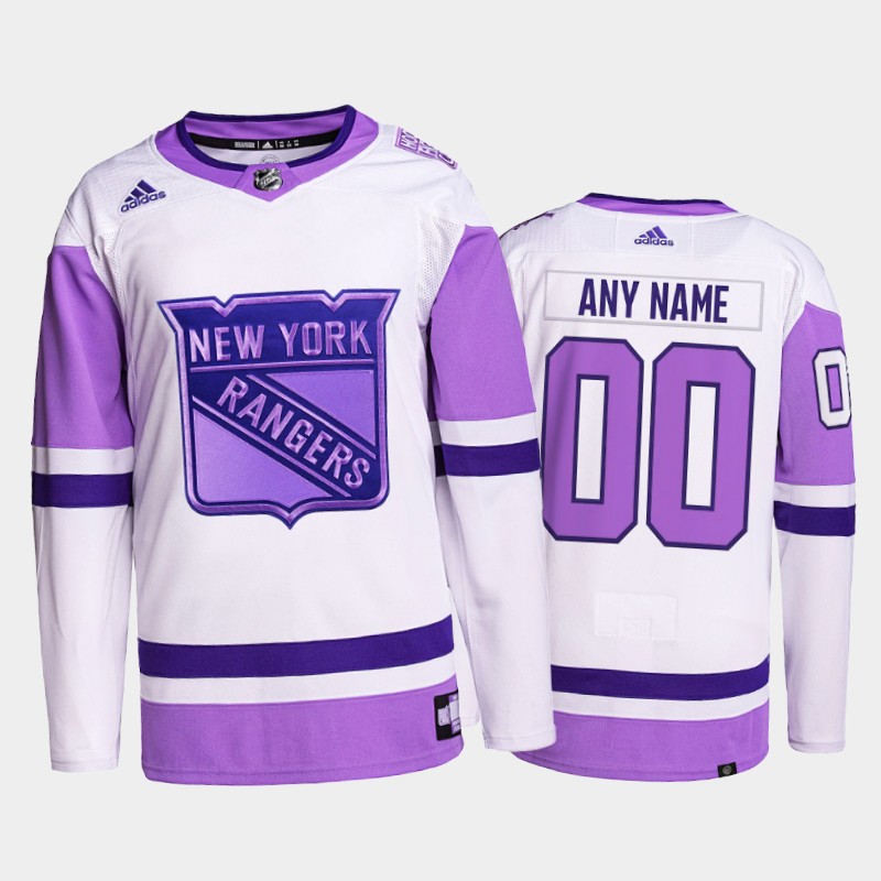 Custom #00 New York Rangers FightsCancer White Purple Primegreen Jersey