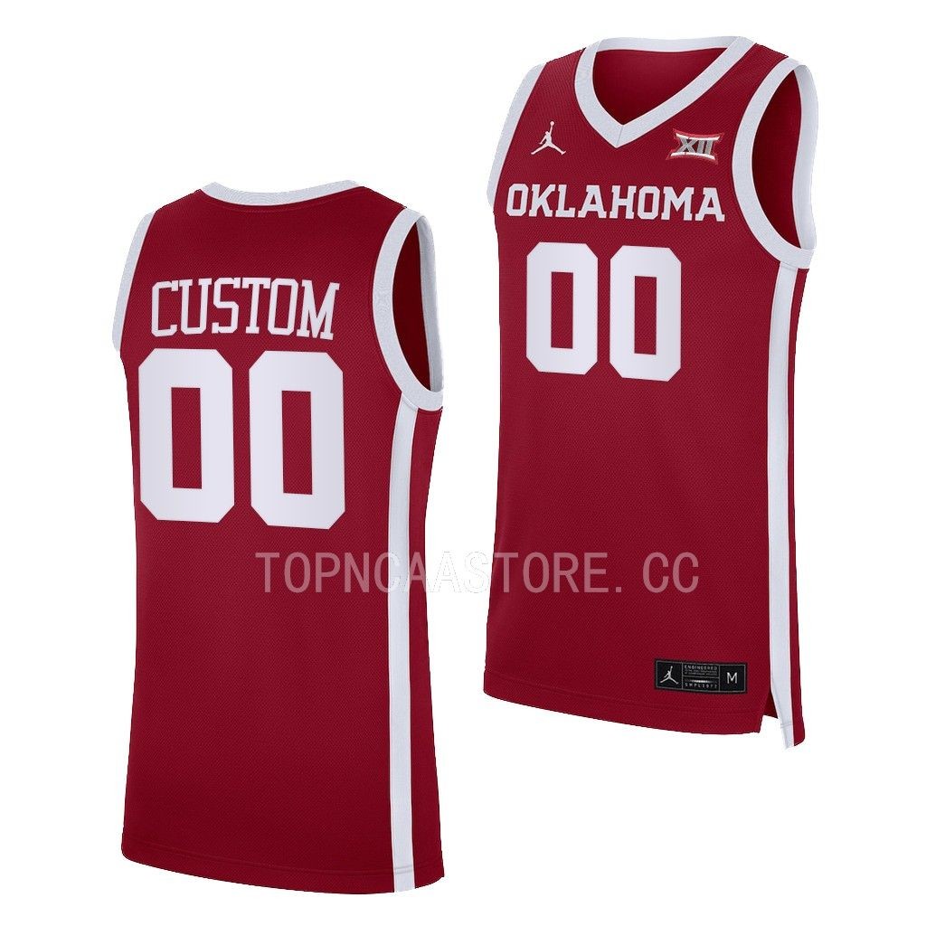 Custom #00 Oklahoma Sooners Away Jersey 2022-23 Crimson