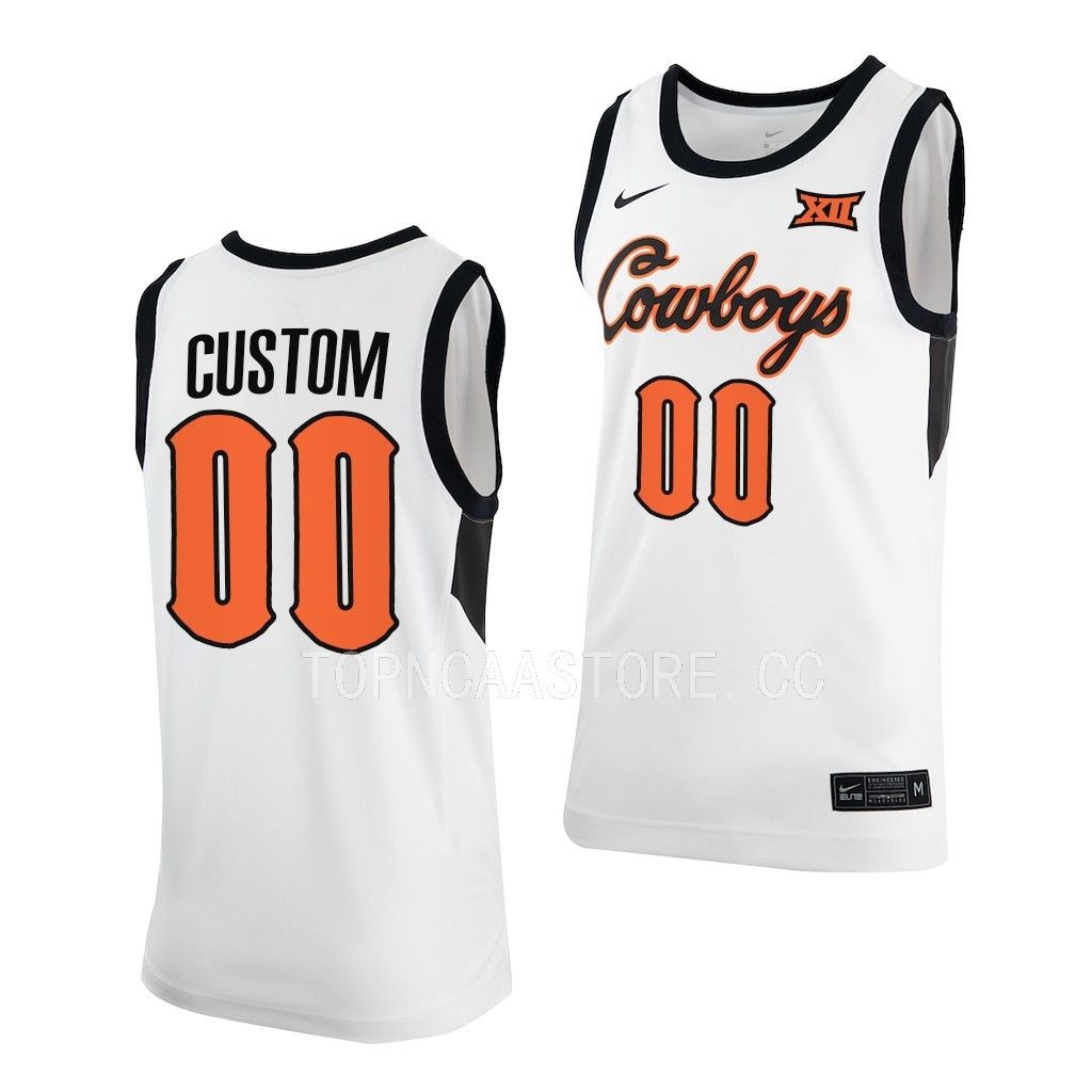 Custom #00 Oklahoma State Cowboys Classic Jersey 2022-23 White