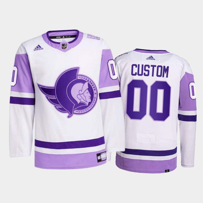 Custom #00 Ottawa Senators 2021 FightsCancer White Primegreen Jersey