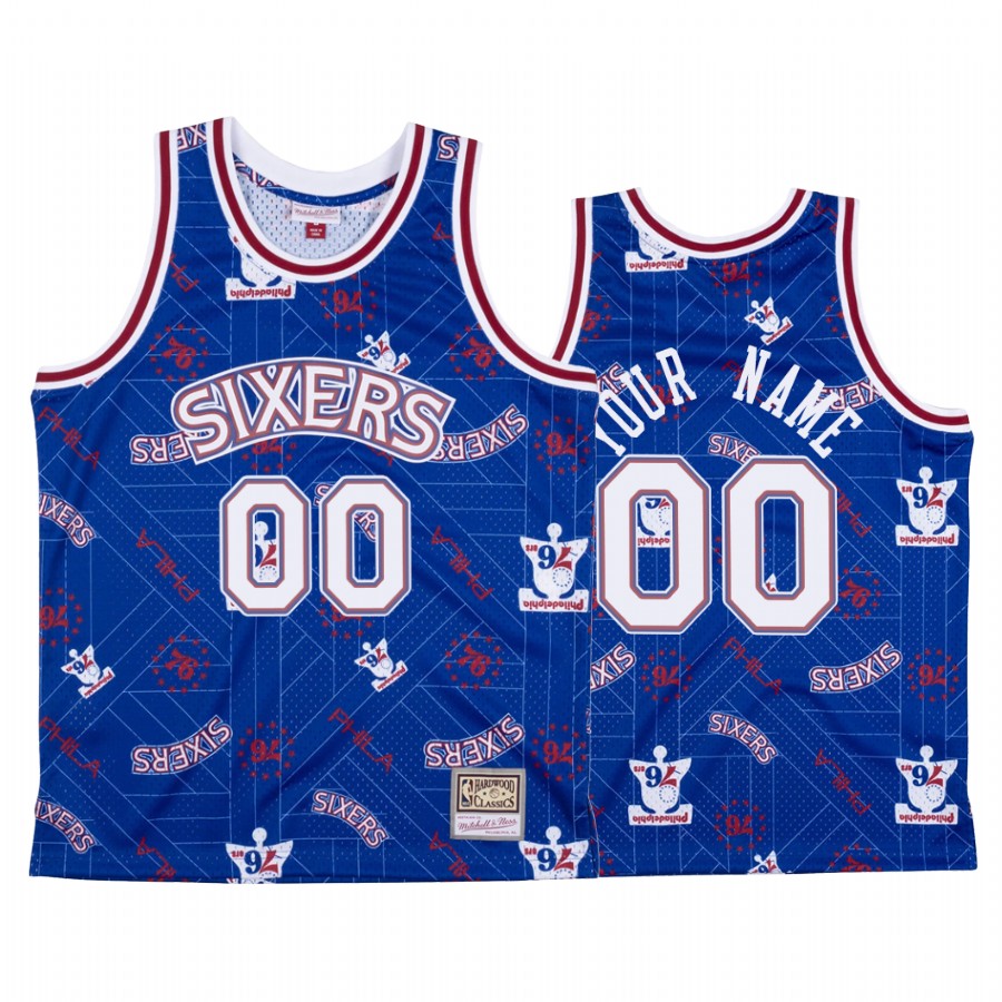 Custom #00 Philadelphia 76ers Blue Tear Up Pack Jersey