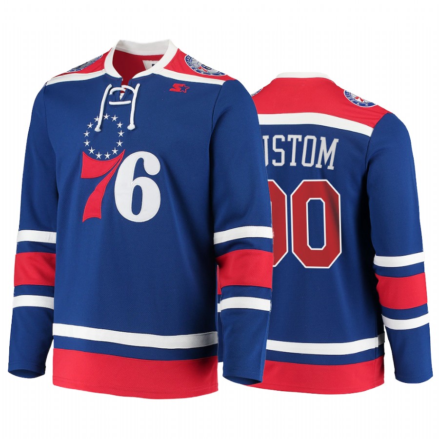 Custom #00 Philadelphia 76ers G-III Sports Hoodie Royal Hockey Fashion Jersey