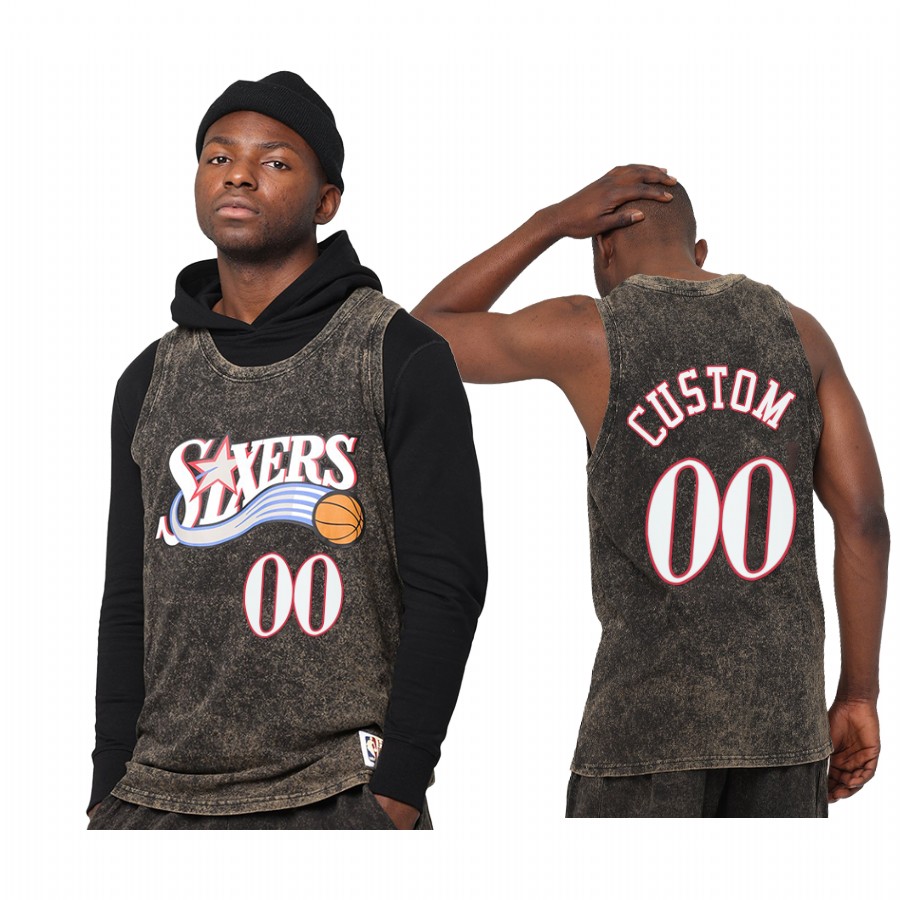 Custom #00 Philadelphia 76ers Quintessential Jersey Black