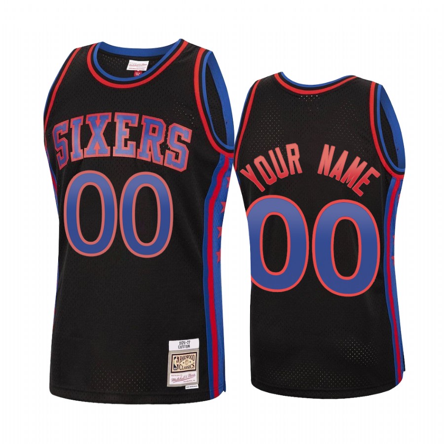 Custom #00 Philadelphia 76ers Reload Jersey Black