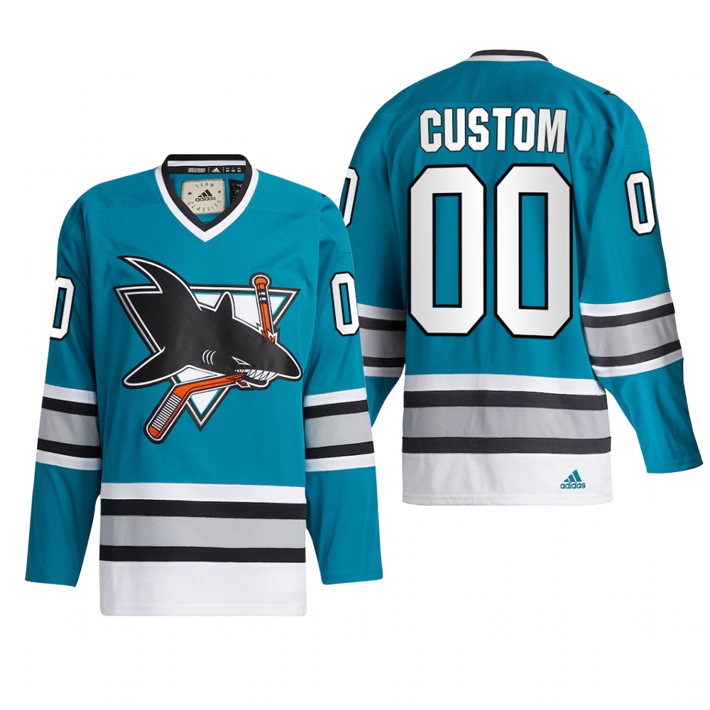 Custom #00 San Jose Sharks Team Classics 2022 Teal Jersey