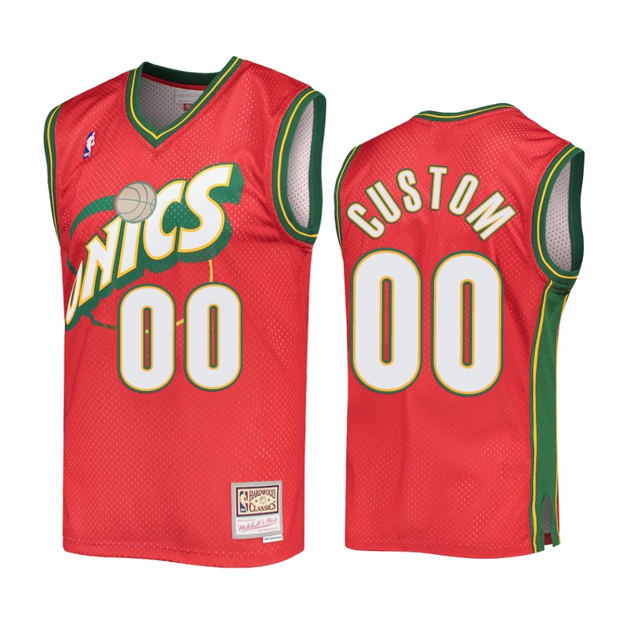 Custom #00 Seattle SuperSonics Hardwood Classics Jersey Red
