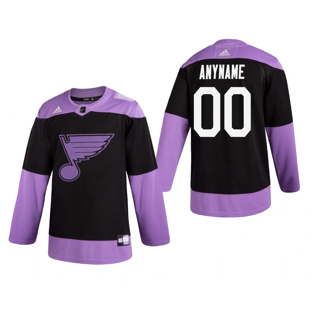 Custom #00 St. Louis Blues 2019 Fights Cancer Black Practice Jersey