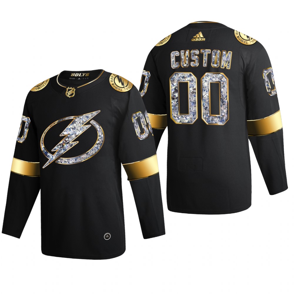 Custom #00 Tampa Bay Lightning 2022 Stanley Cup Playoffs Black Diamond Edition Jersey