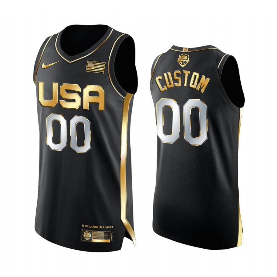 Custom #00 USA Black 16X Olympic Champs Jersey