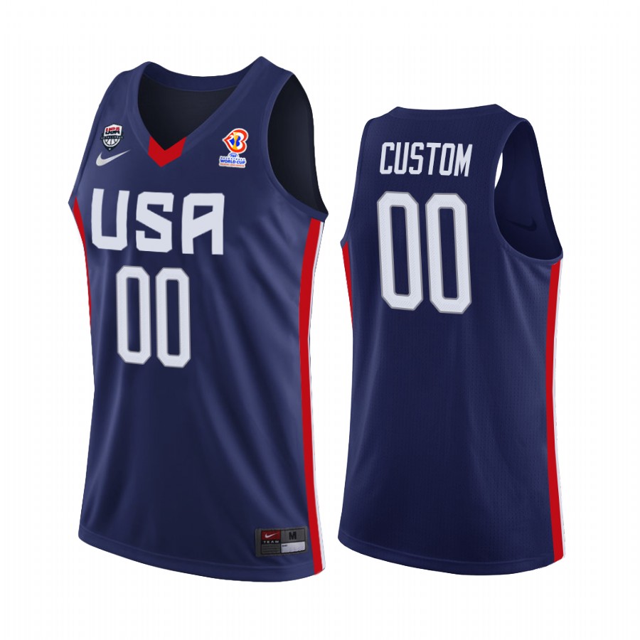 Custom #00 USA FIBA AmeriCup 2022 Navy Jersey