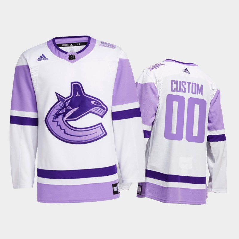 Custom #00 Vancouver Canucks 2021 FightsCancer White Special warm-up Jersey