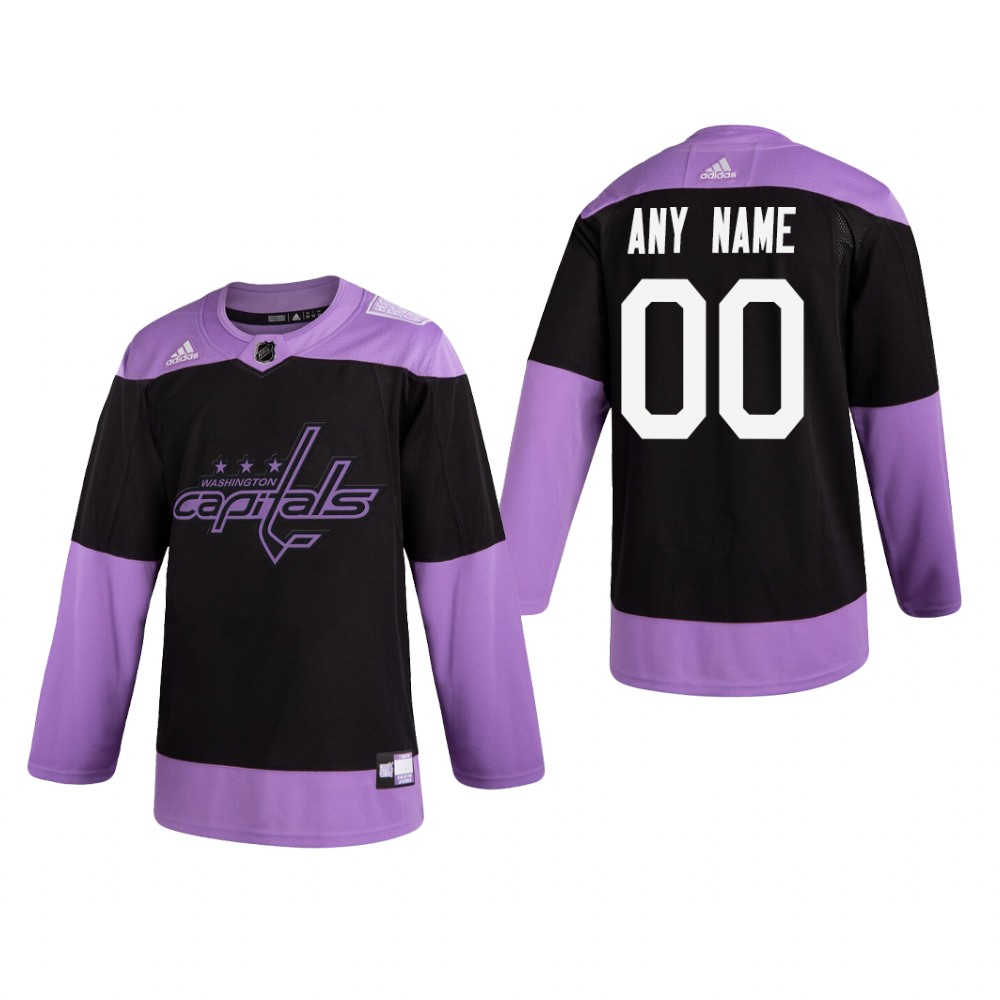 Custom #00 Washington Capitals 2019  Fights Cancer Black Practice Jersey