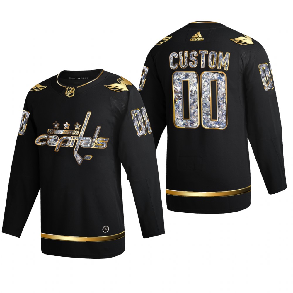 Custom #00 Washington Capitals 2022 Stanley Cup Playoffs Black Diamond Edition Jersey