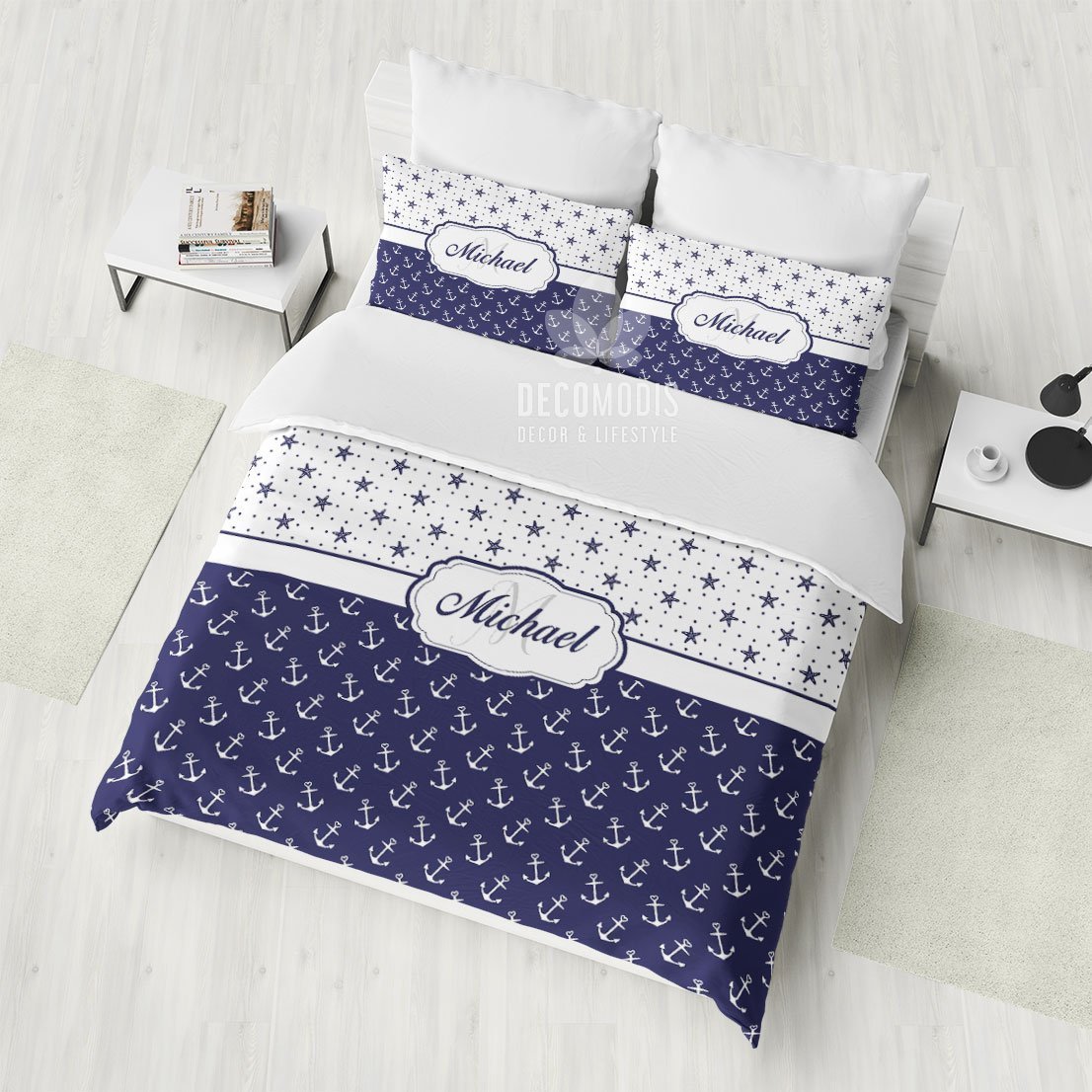 Custom , Personalized , Marine Style , Naval With Name Duvet Cover Bedding Set