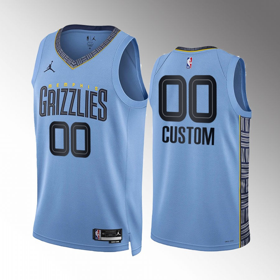 custom 00 2022-23 Memphis Grizzlies Blue Statement Edition Stitched Jersey Swingman