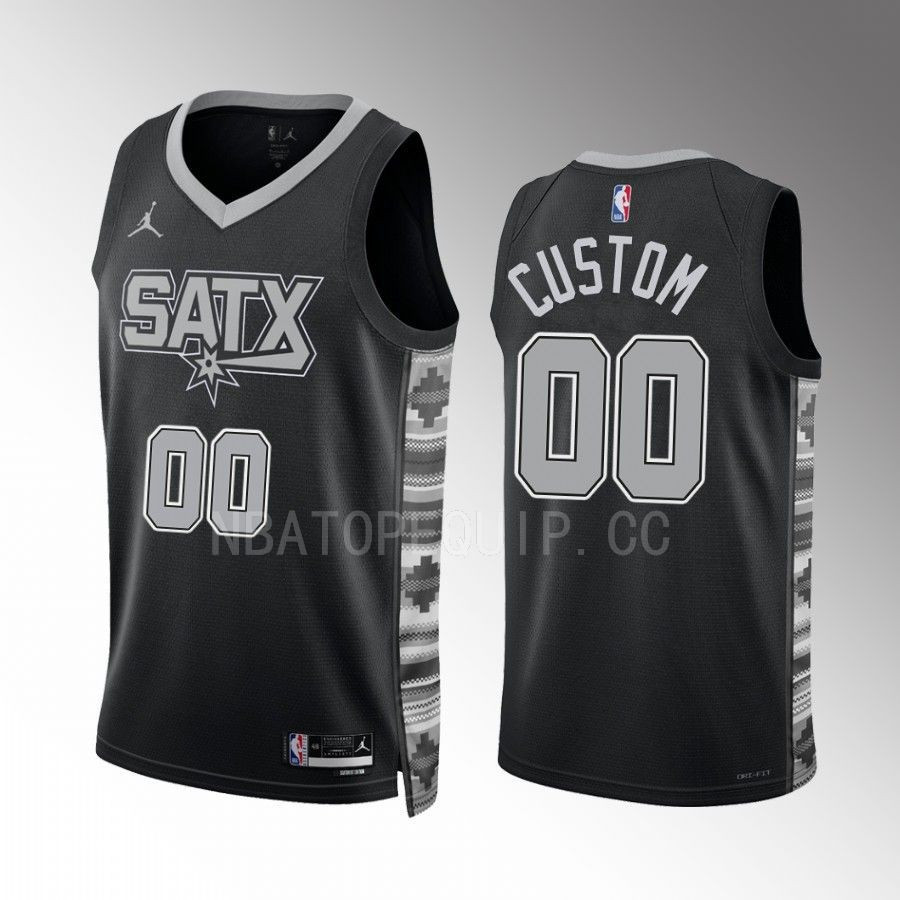 custom 00 2022-23 San Antonio Spurs Black Statement Edition Stitched Jersey