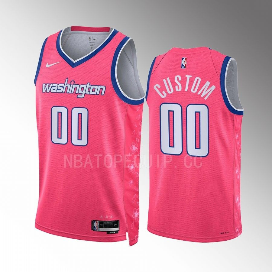 Custom 00 2022-23 Washington Wizards Pink City Edition Stitched Jersey Cherry Blossom
