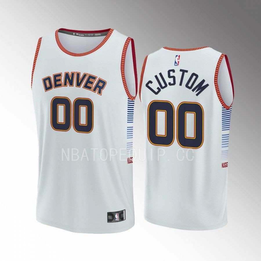 Custom 00 Denver Nuggets Gray Jersey Fast Break Fastbreak 2022-23 City Edition
