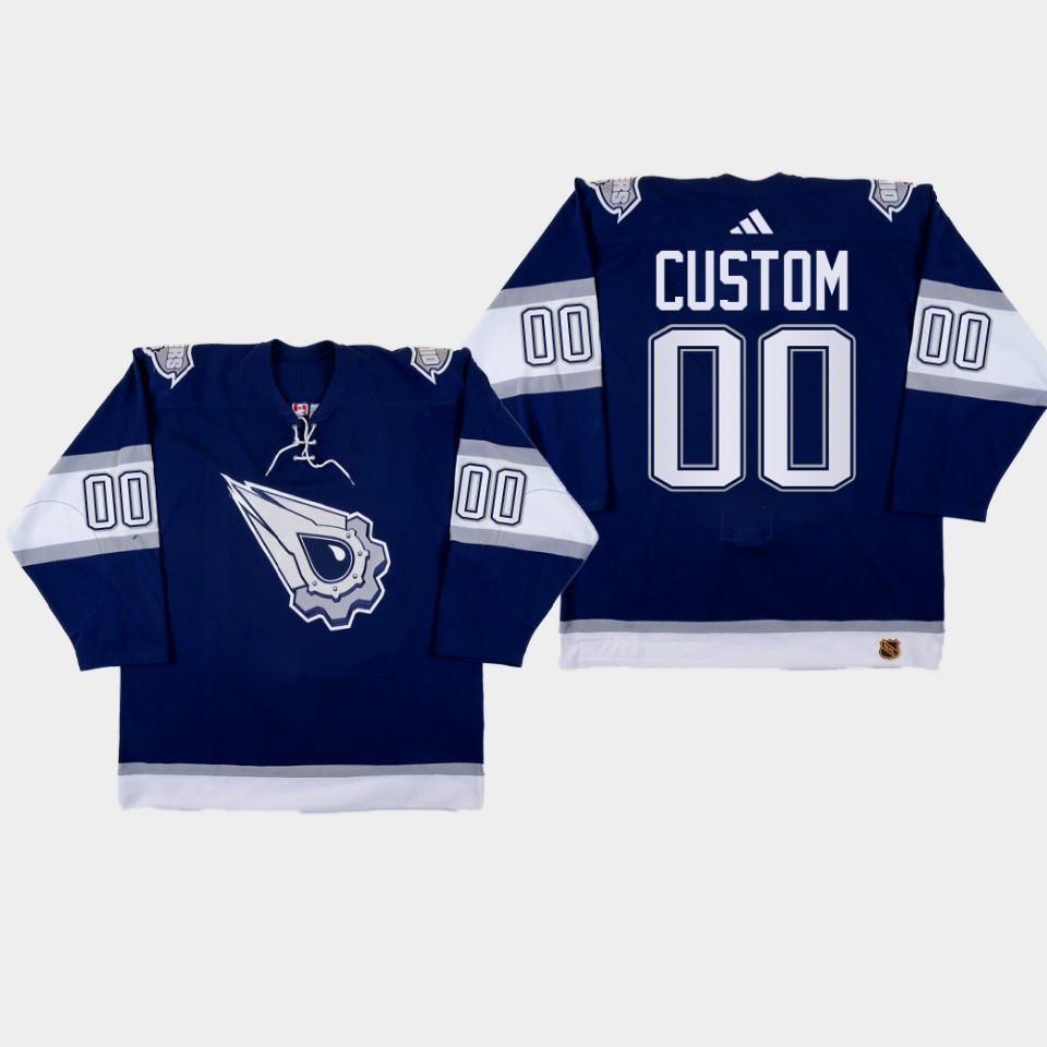 Custom 00 Edmonton Oilers 2022-23 Reverse Retro 2.0 Navy Stitched Jersey