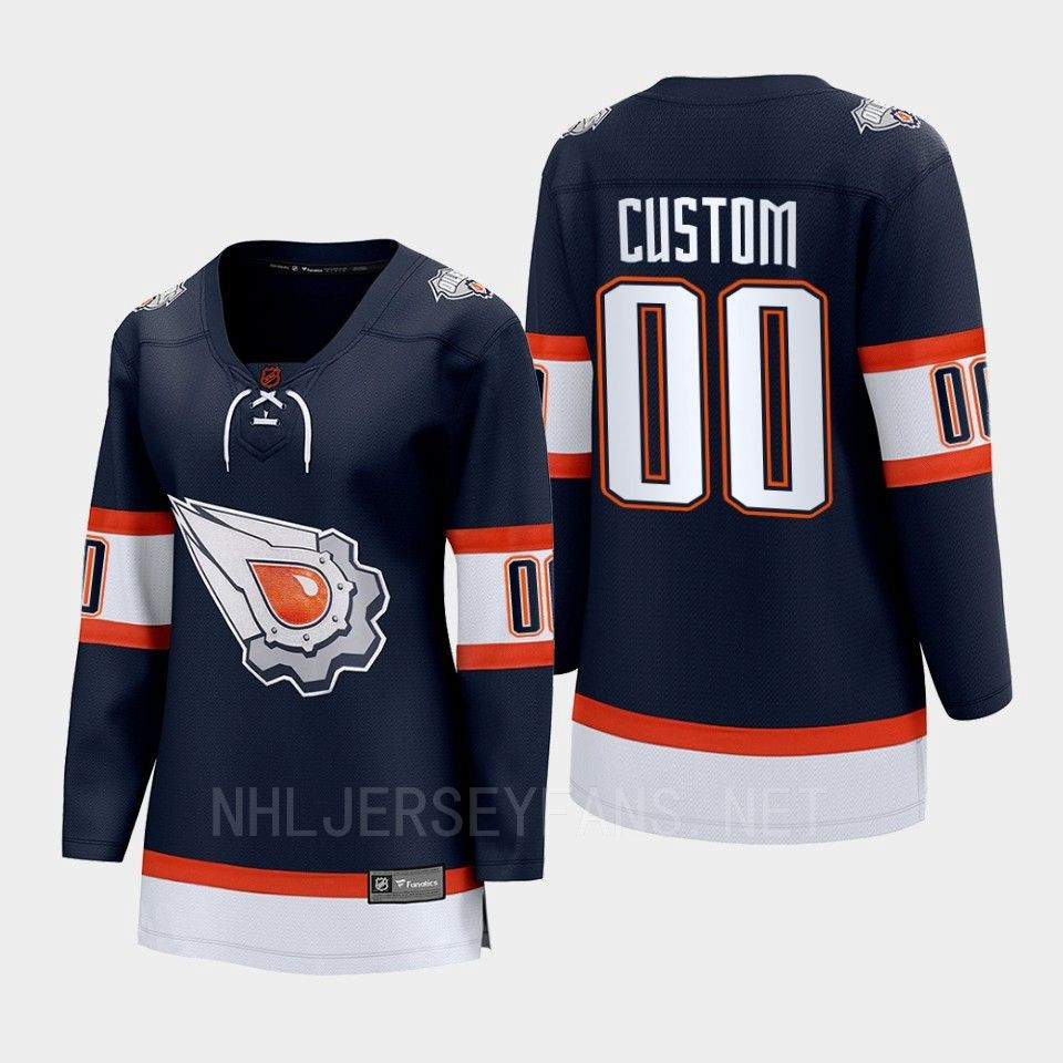 Custom 00 Edmonton Oilers 2022 Special Edition 2.0 Women Breakaway Player Retro Stitched Jersey Navy