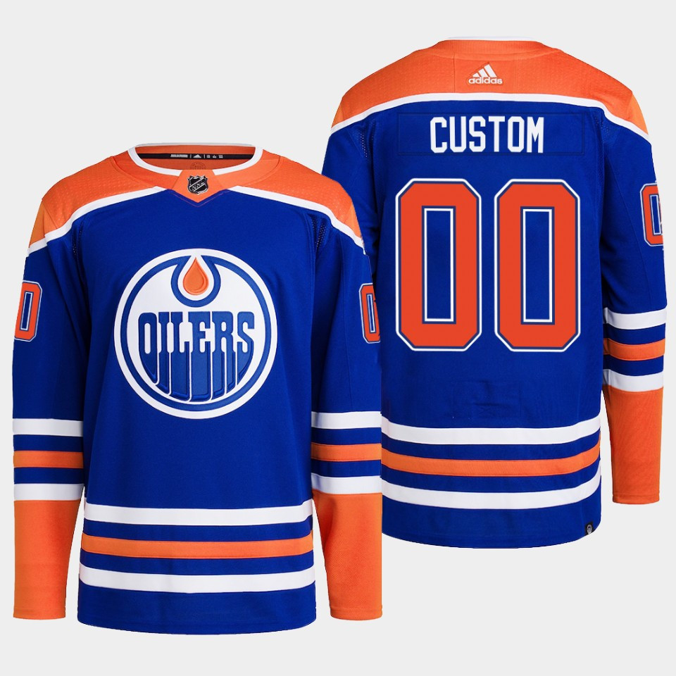 Custom 00 Edmonton Oilers Blue Stitched Jersey 2022-23 Primegreen Home