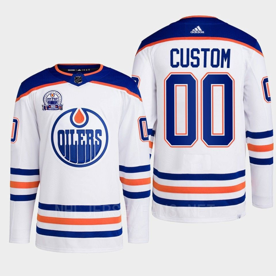 Custom 00 Edmonton Oilers White Stitched Jersey 2022 Lee Ryan Hall Of Fame Patch Away