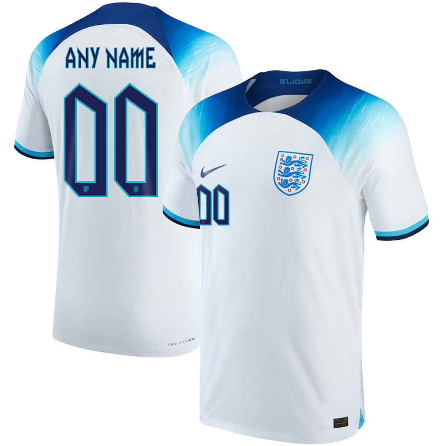 Custom 00 England National Team 2022-23 Qatar World Cup – White Home Soccer Jersey, Men
